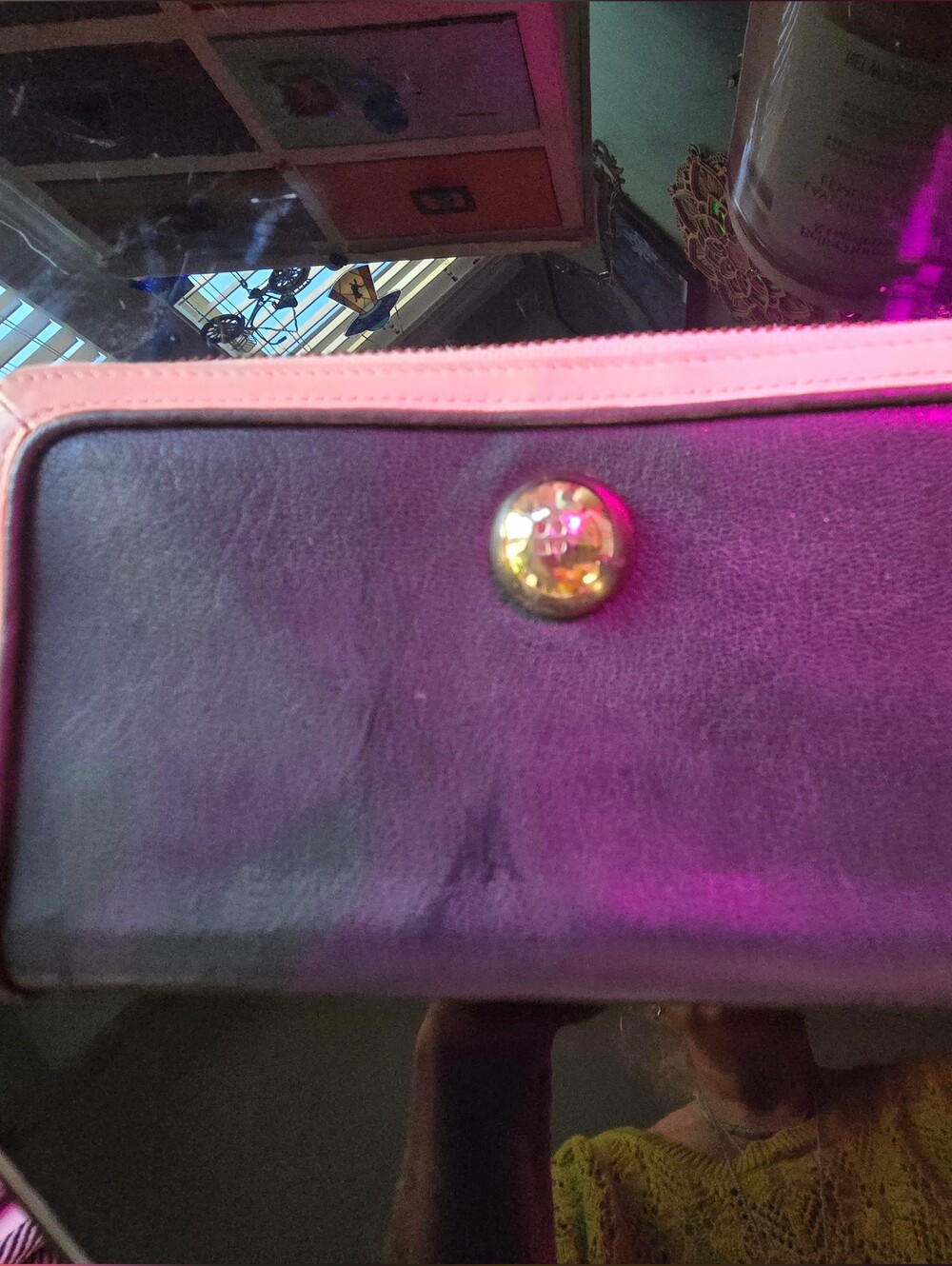 KATE SPADE 2 TONED LONG COLOR BLOCK ZIPPY WALLET W/ GOLD TURN LOCK DETAIL